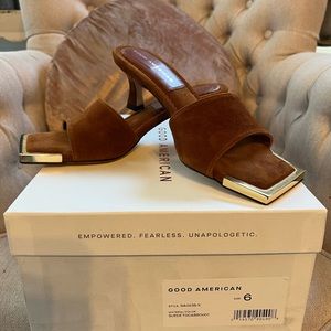 Good American suede heels slides size 6